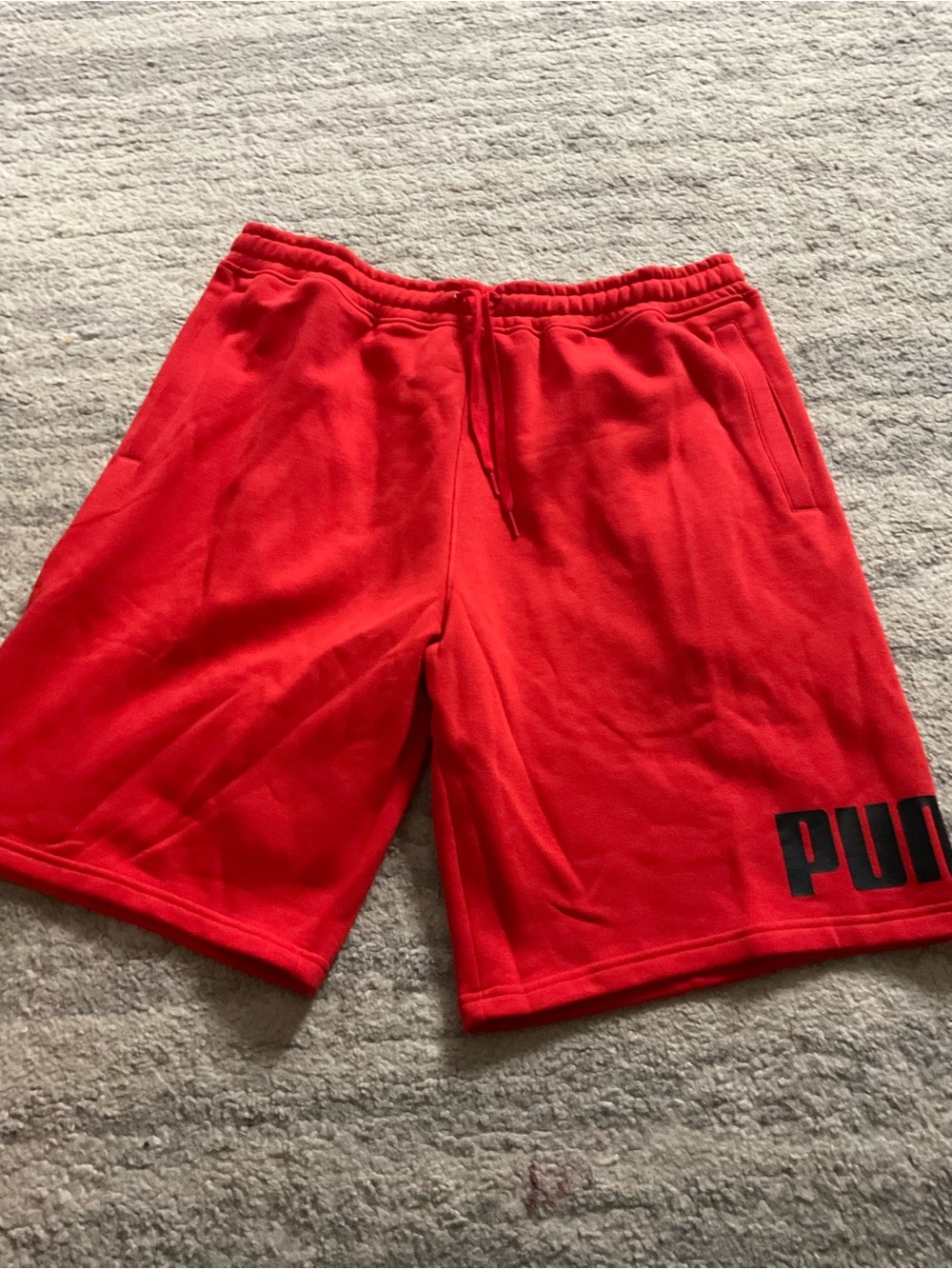 Puma Men’s Red Athletic Shorts with Bold Logo